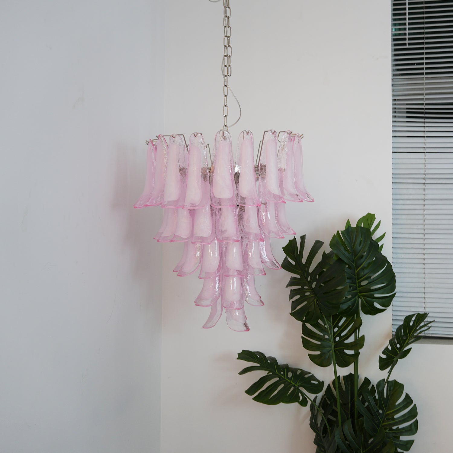 Aurora Chandelier Pink Murano Glass Petals Cascade - Neutralighting