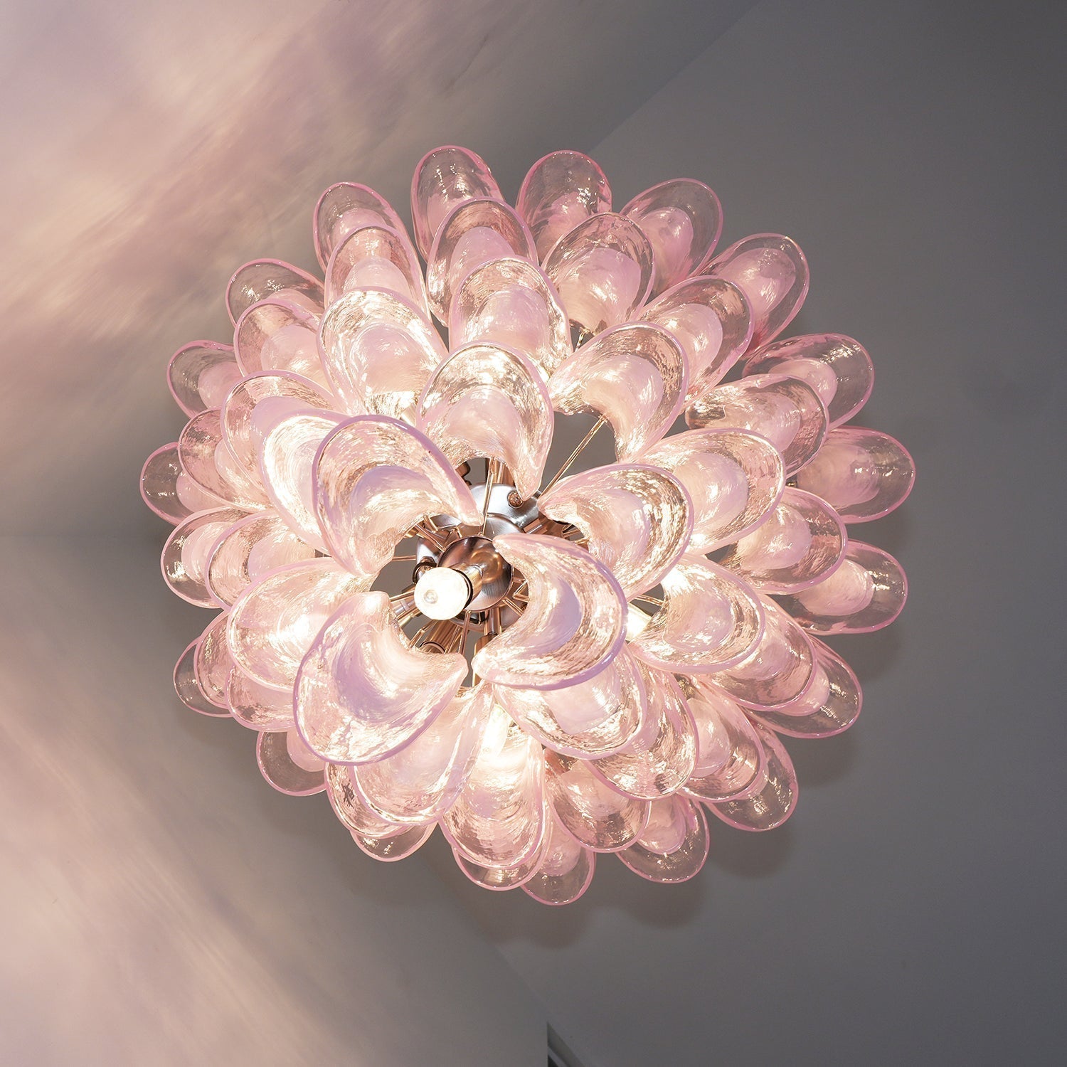 Aurora Chandelier Pink Murano Glass Petals Cascade - Neutralighting