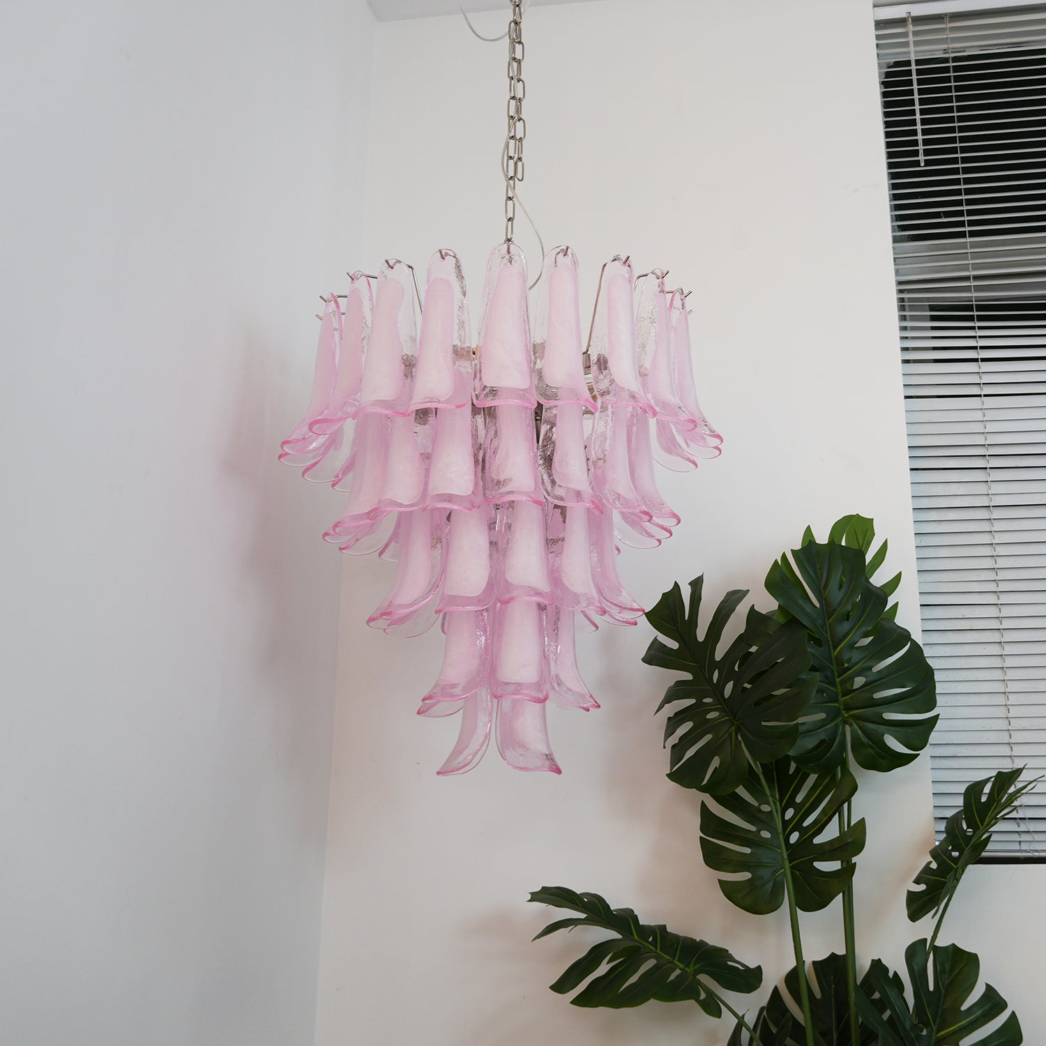 Aurora Chandelier Pink Murano Glass Petals Cascade - Neutralighting