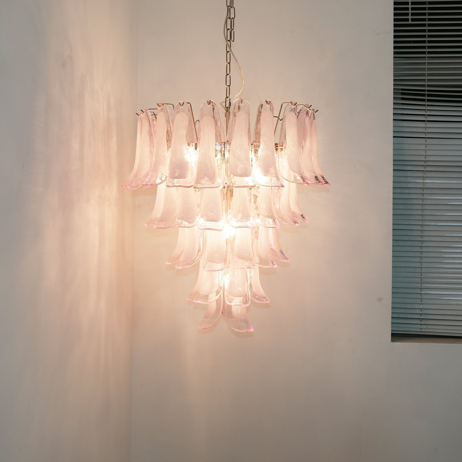 Aurora Chandelier Pink Murano Glass Petals Cascade - Neutralighting