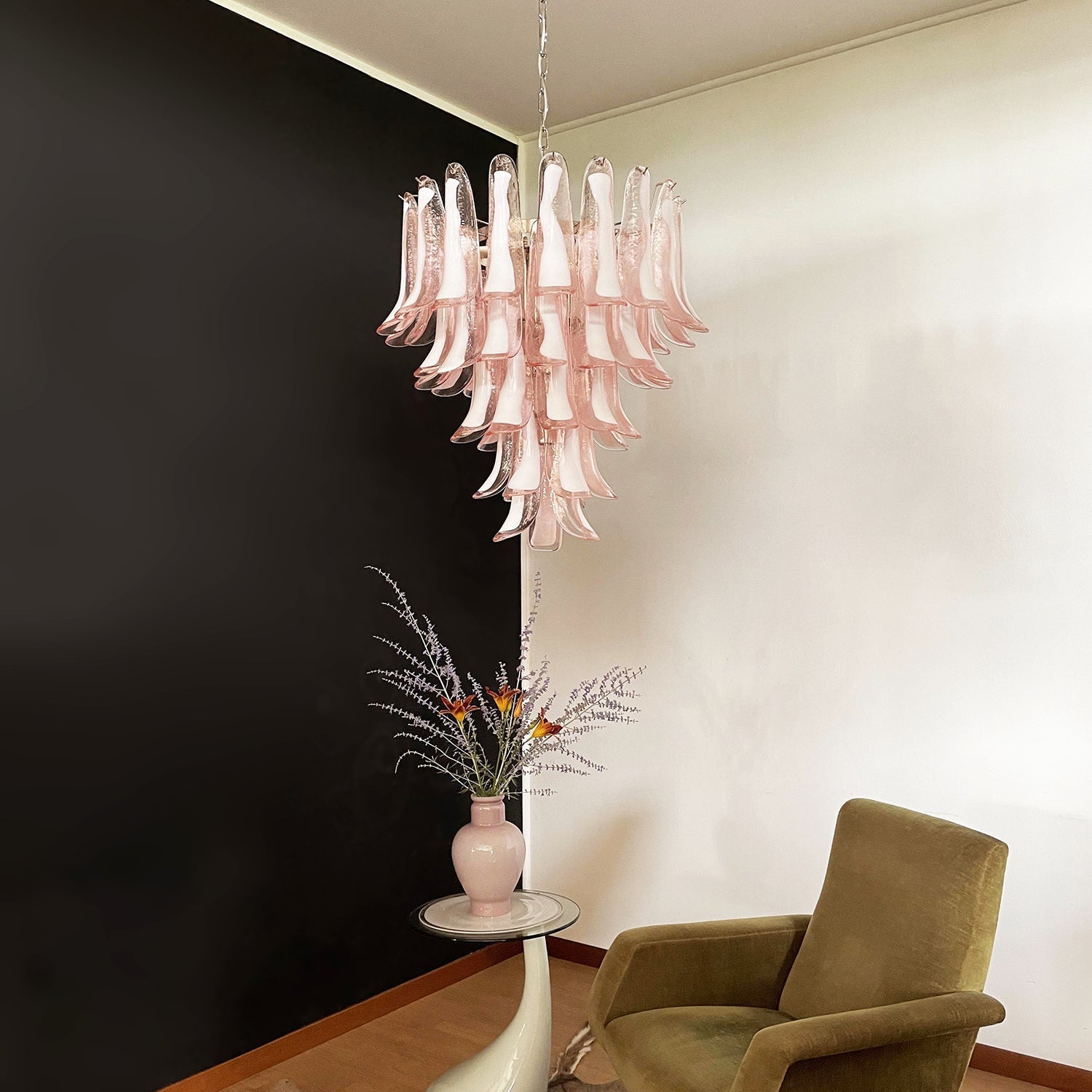 Aurora Chandelier Pink Murano Glass Petals Cascade - Neutralighting