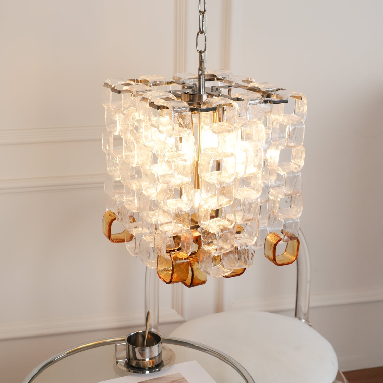 Aurora Chandelier Murano Glass Interlocking Geometric - Blowlighting