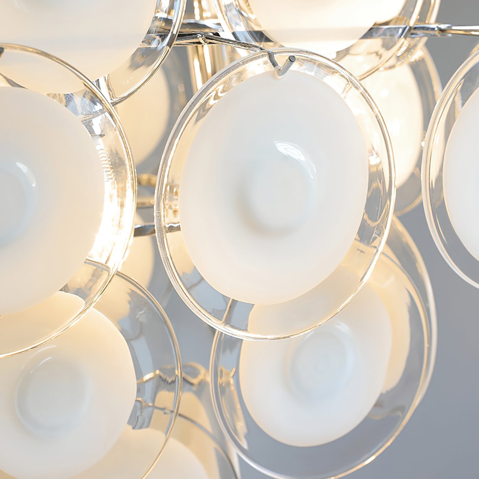 Aurora Chandelier White Murano Glass Discs Cluster - Neutralighting