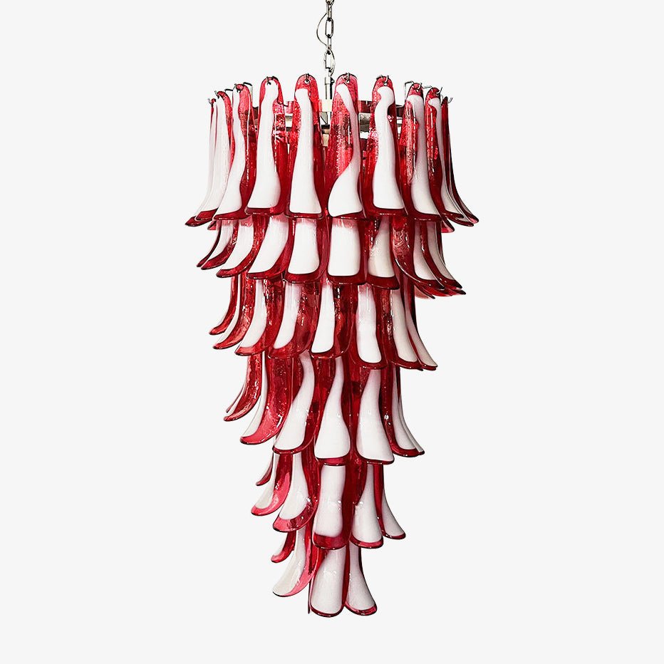 Aurora Chandelier Red White Murano Spiral Petals - Neutralighting