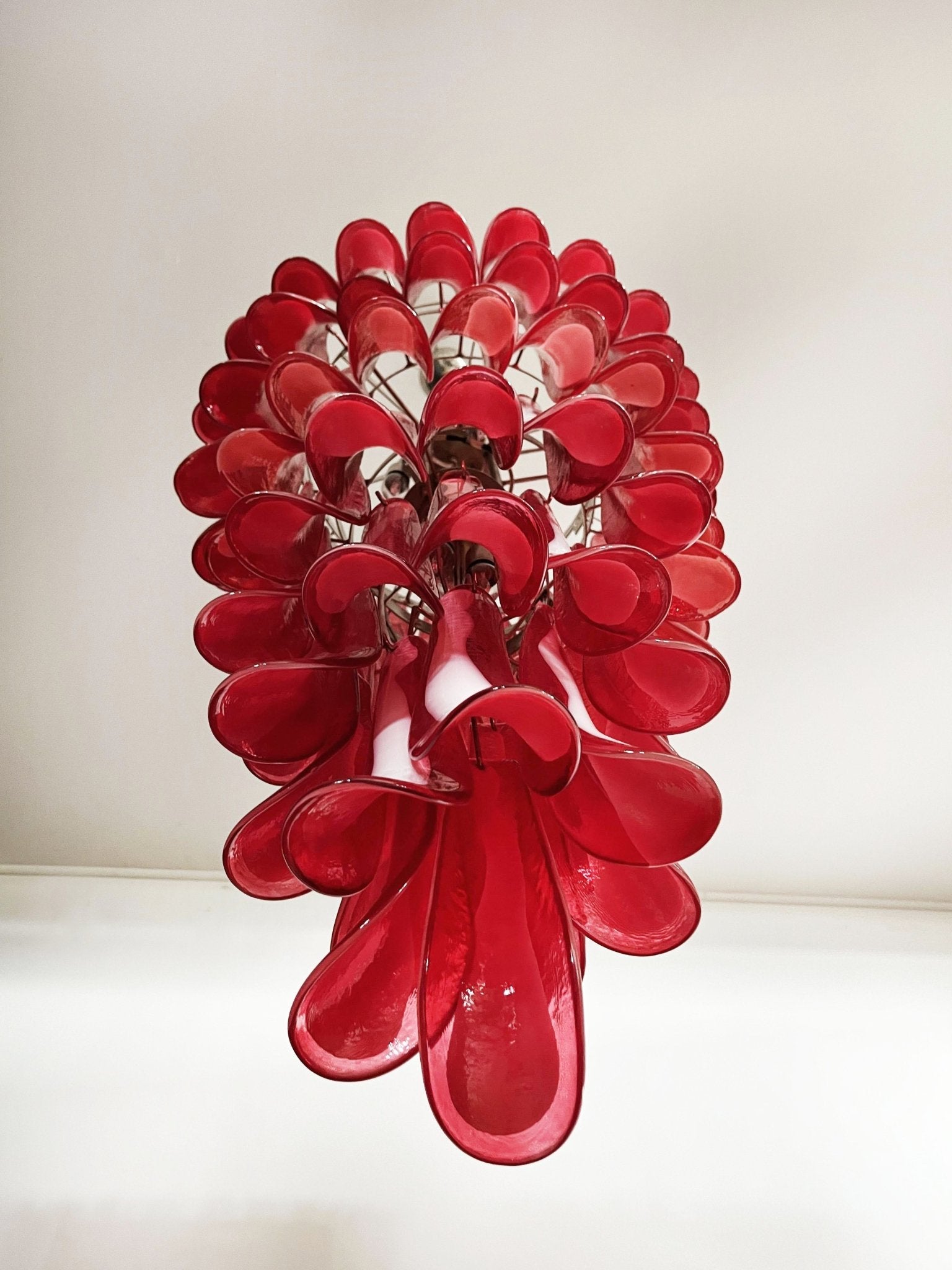 Aurora Chandelier Red White Murano Spiral Petals - Neutralighting