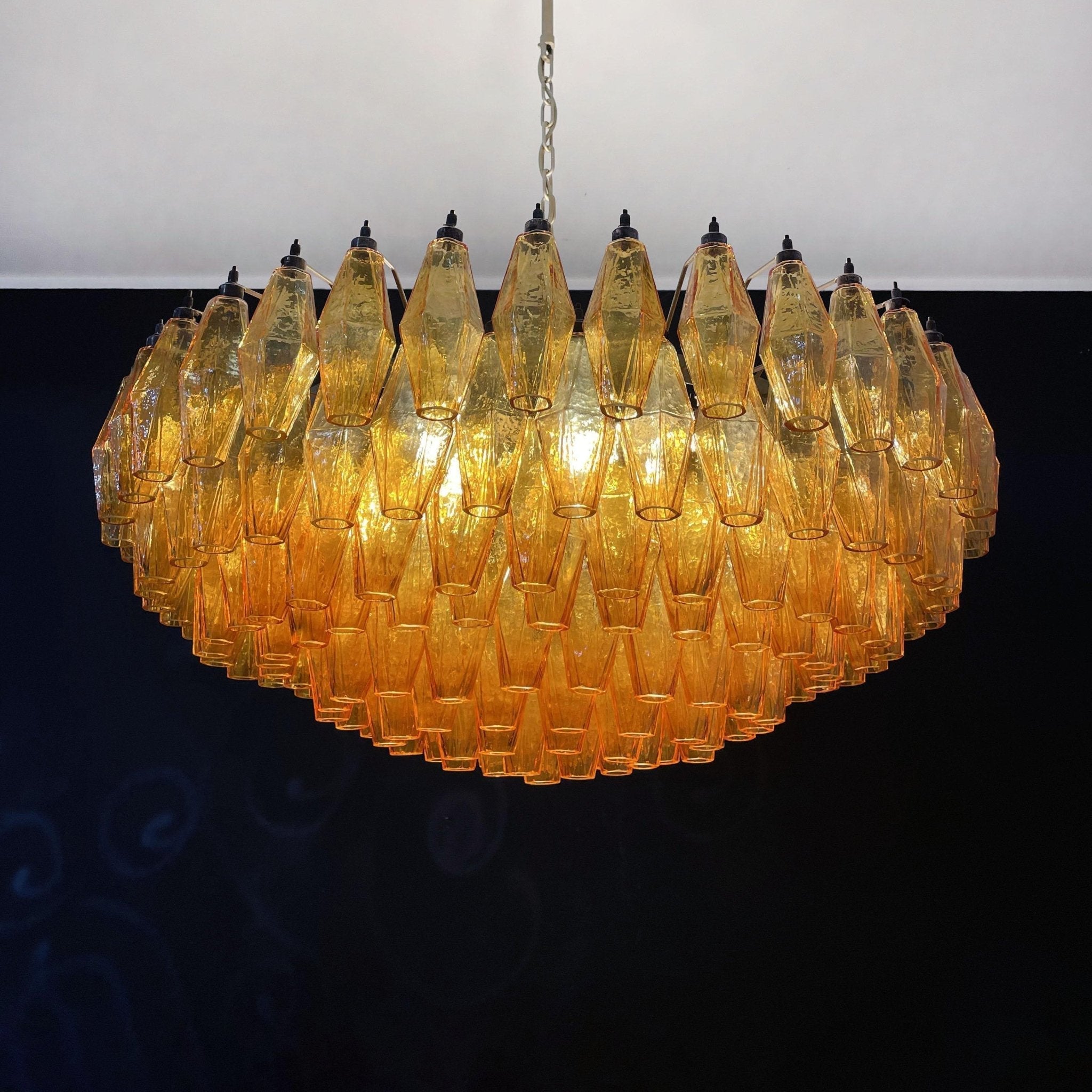 Murano Chandelier Amber Layered Oval - Blowlighting