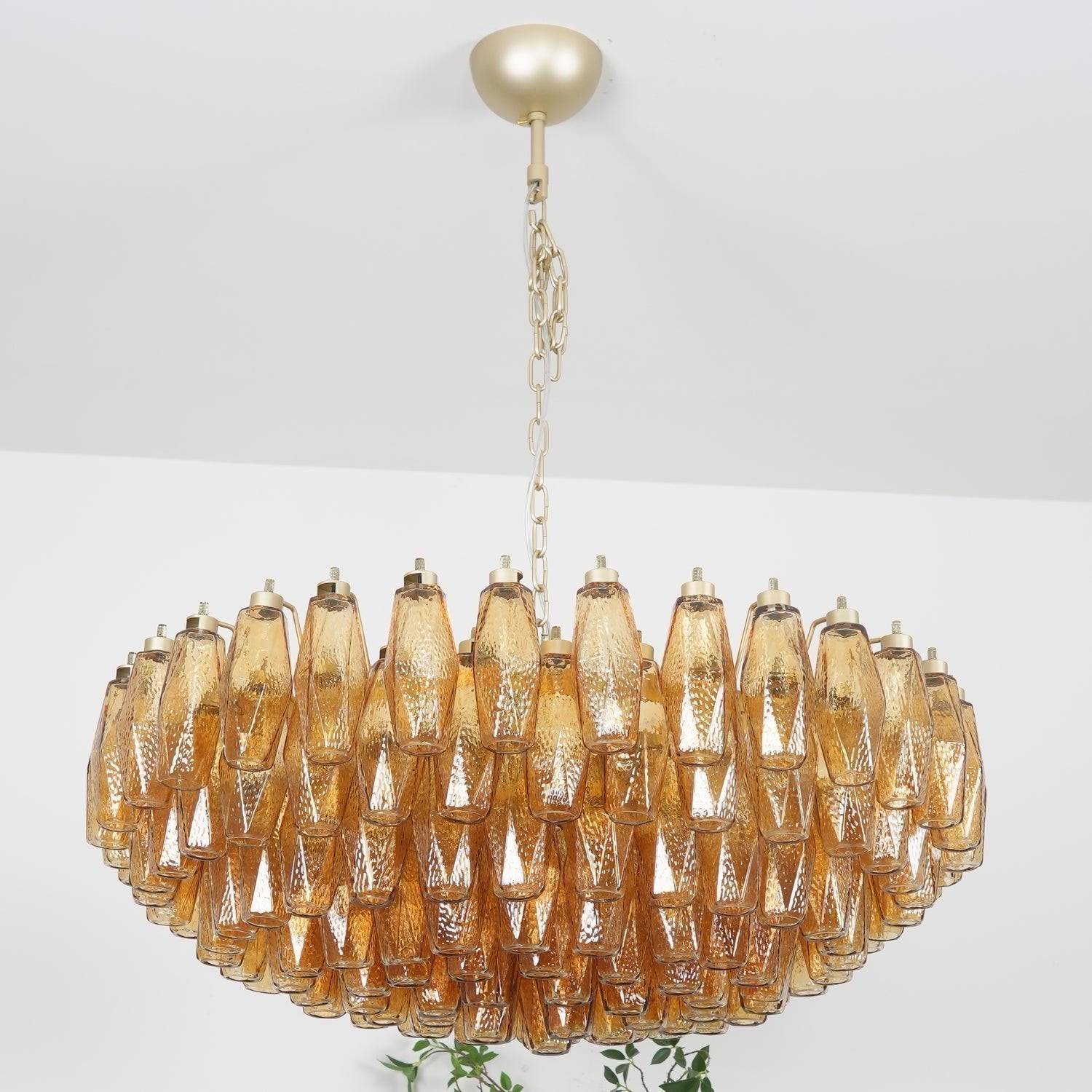 Murano Chandelier Amber Layered Oval - Blowlighting