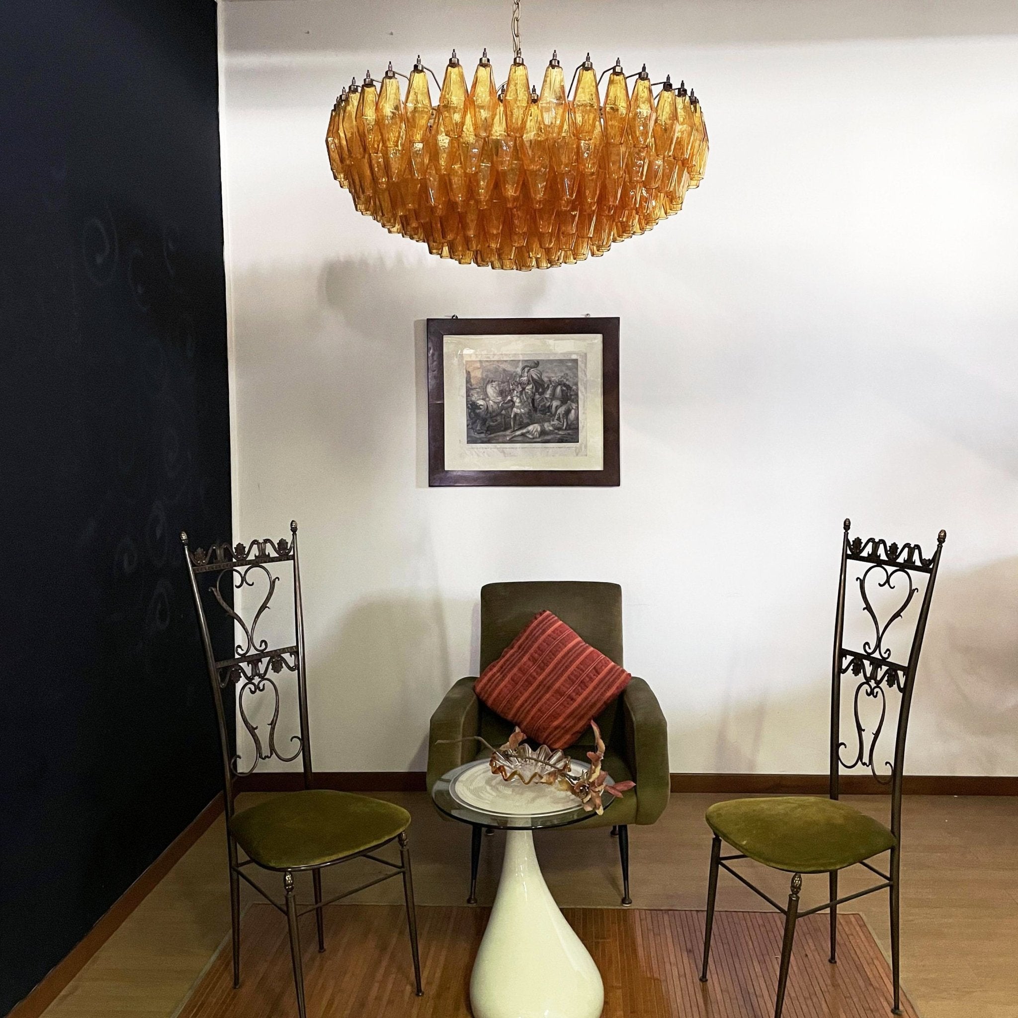 Murano Chandelier Amber Layered Oval - Blowlighting