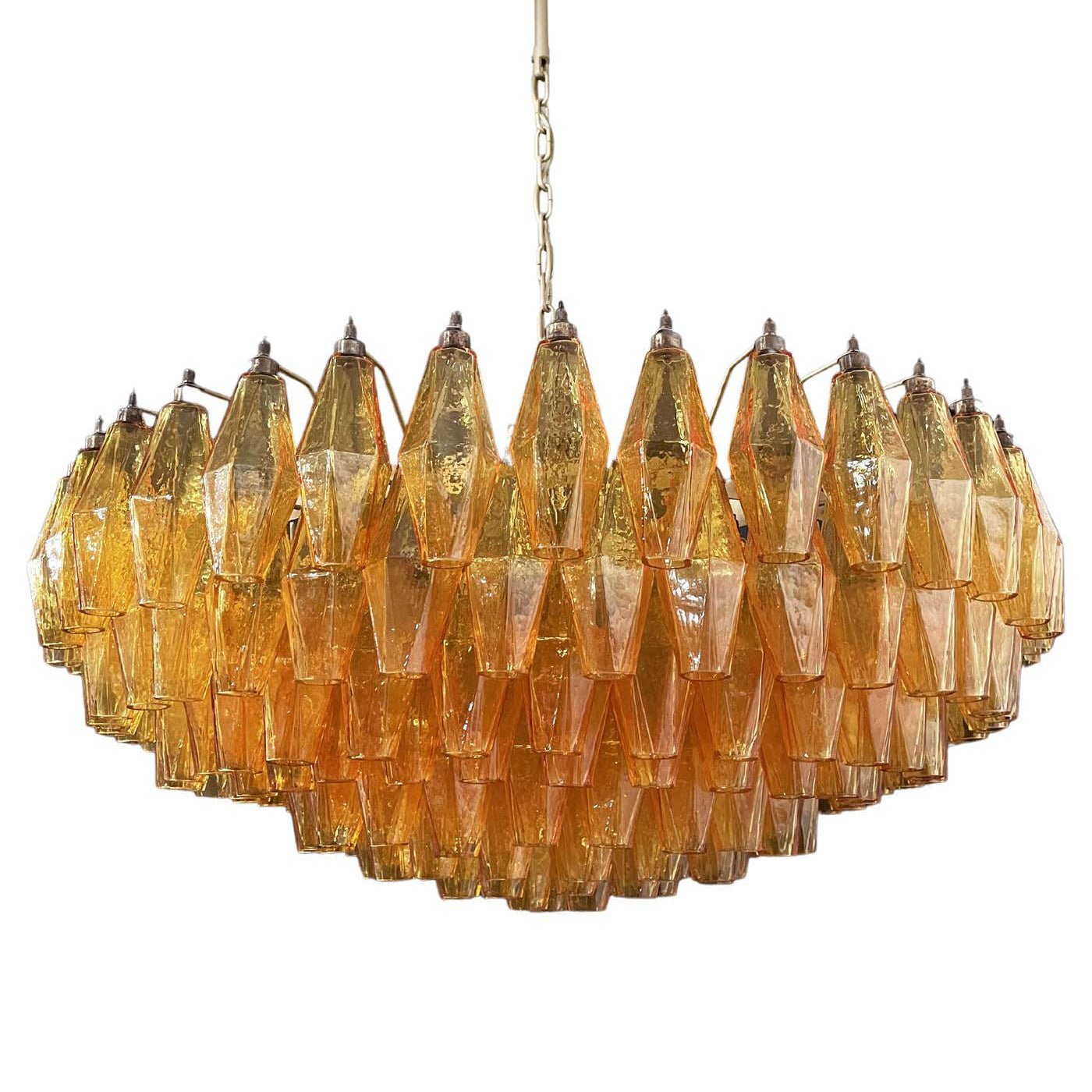 Murano Chandelier Amber Layered Oval - Blowlighting