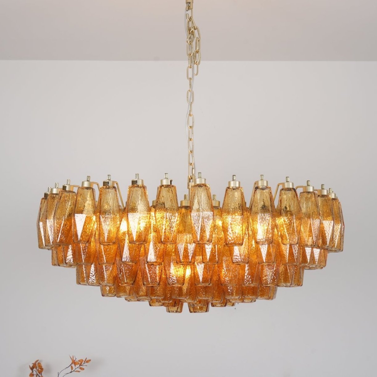 Murano Chandelier Amber Layered Oval - Blowlighting