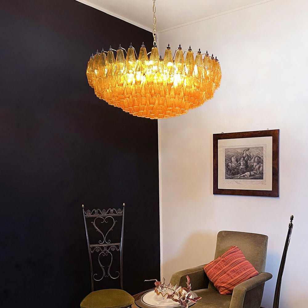 Murano Chandelier Amber Layered Oval - Blowlighting