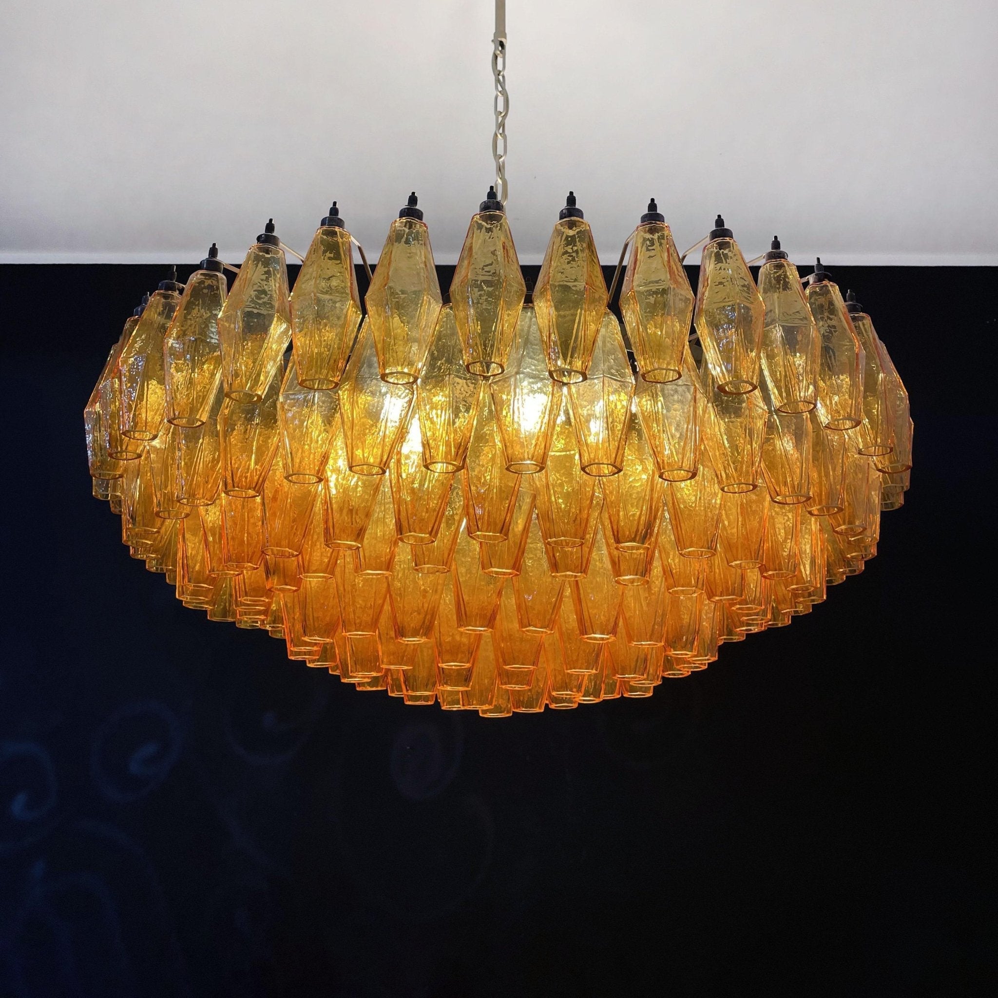 Murano Chandelier Amber Layered Oval - Blowlighting