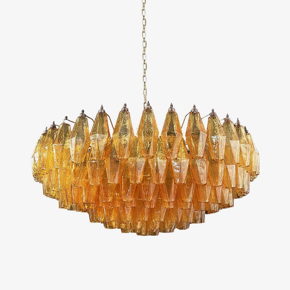 Murano Chandelier Amber Layered Oval - Blowlighting