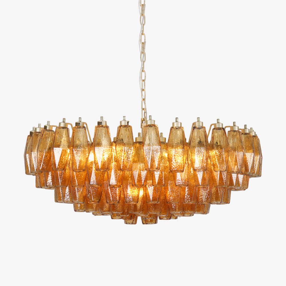 Murano Chandelier Amber Layered Oval - Blowlighting