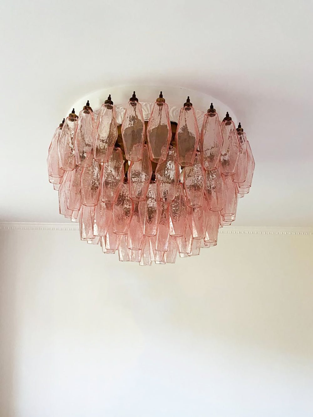 Aurora Ceiling Lamp Pink Rhombus Glass Layered Vintage Elegance - Neutralighting