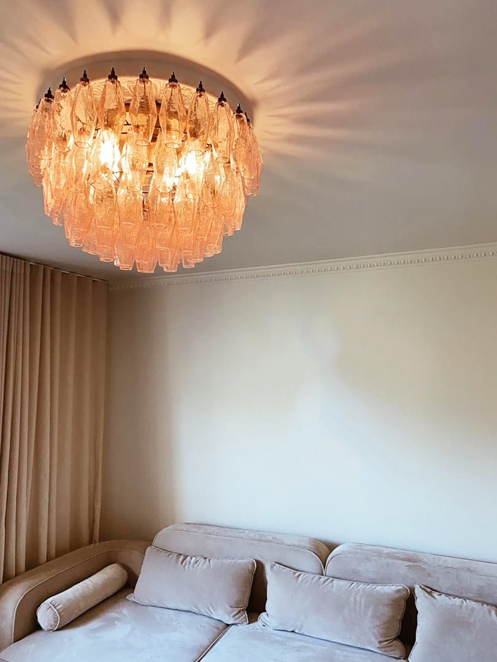 Aurora Ceiling Lamp Pink Rhombus Glass Layered Vintage Elegance - Neutralighting