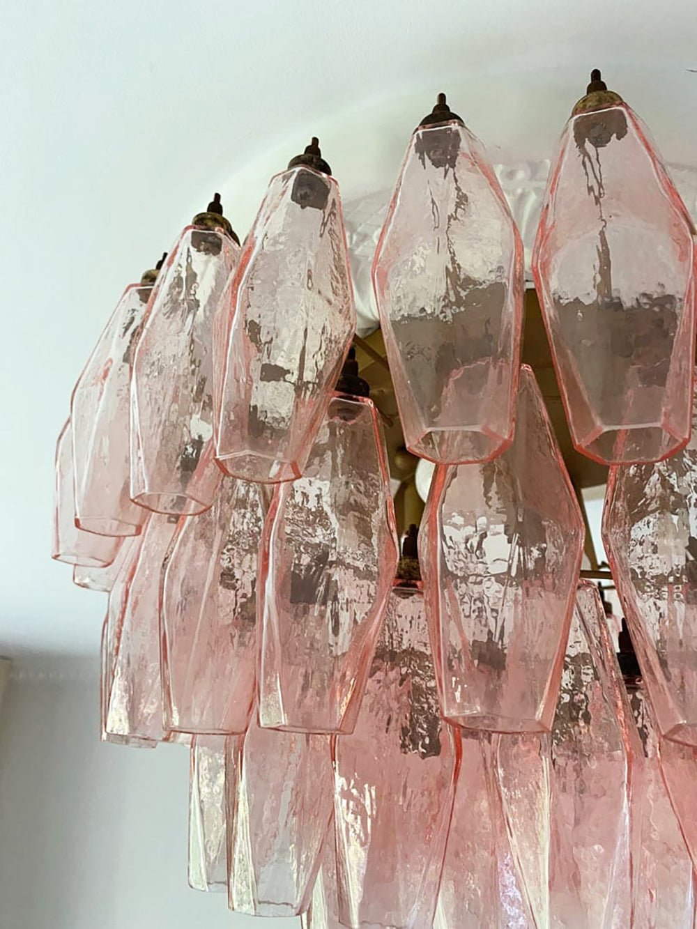 Aurora Ceiling Lamp Pink Rhombus Glass Layered Vintage Elegance - Neutralighting