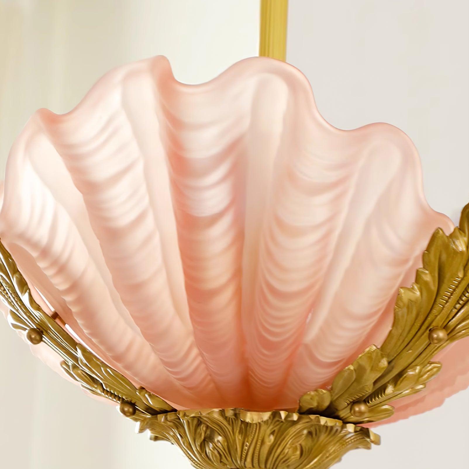 Pendant Lamp Pink Murano Shell with Brass Baroque - Letslighting