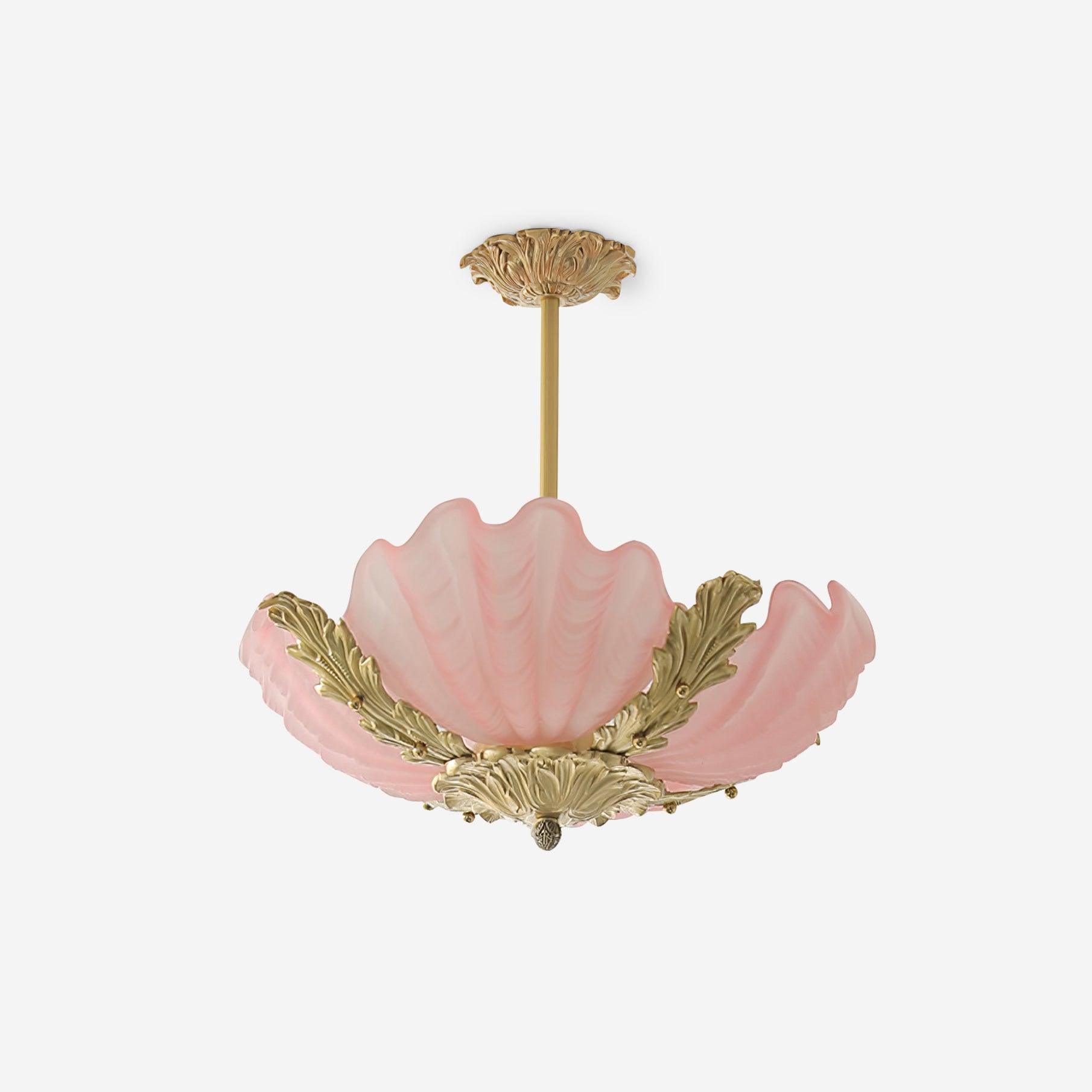 Pendant Lamp Pink Murano Shell with Brass Baroque - Letslighting