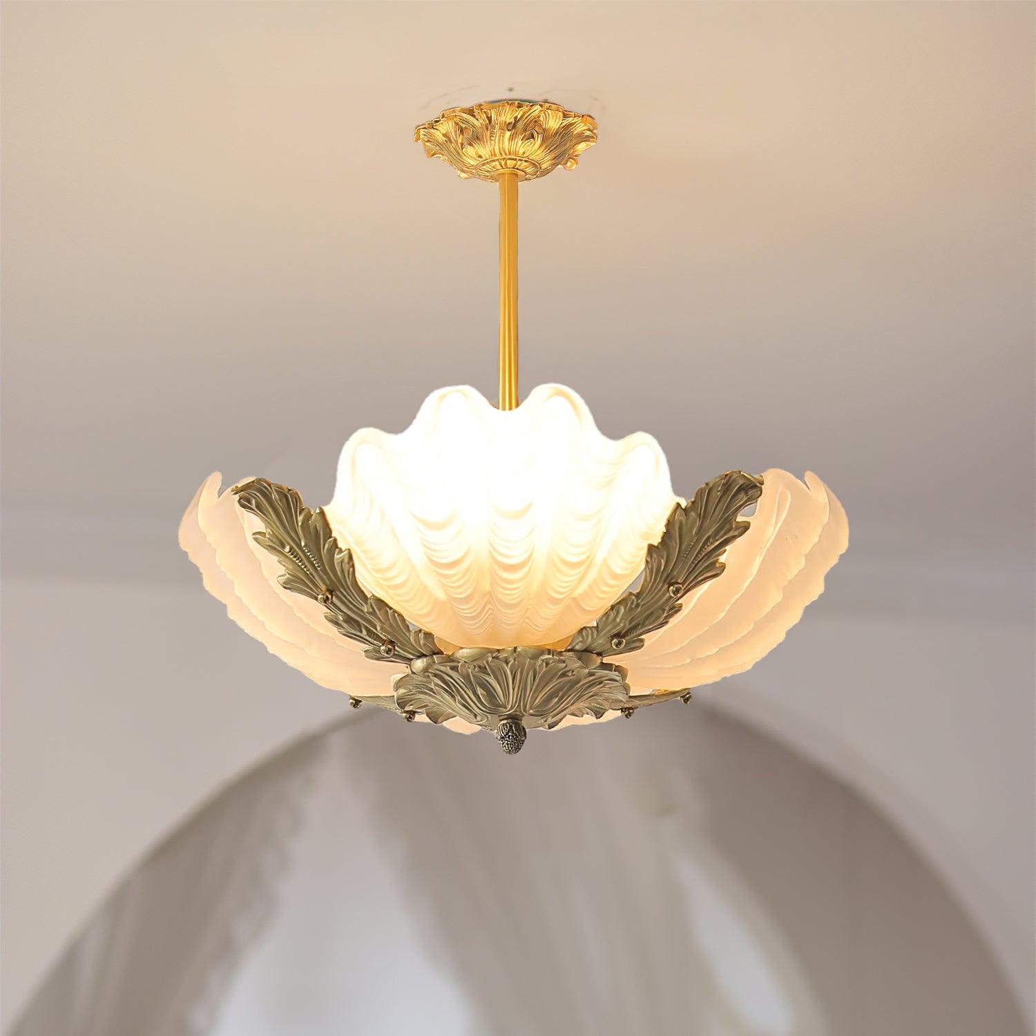 Pendant Lamp Pink Murano Shell with Brass Baroque - Letslighting