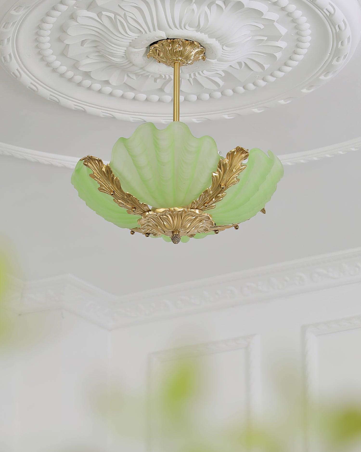 Pendant Lamp Pink Murano Shell with Brass Baroque - Letslighting