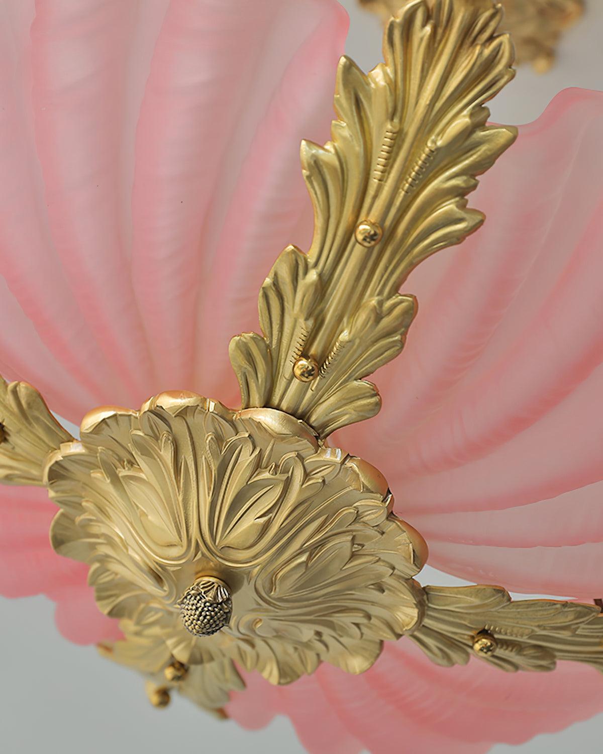 Pendant Lamp Pink Murano Shell with Brass Baroque - Letslighting