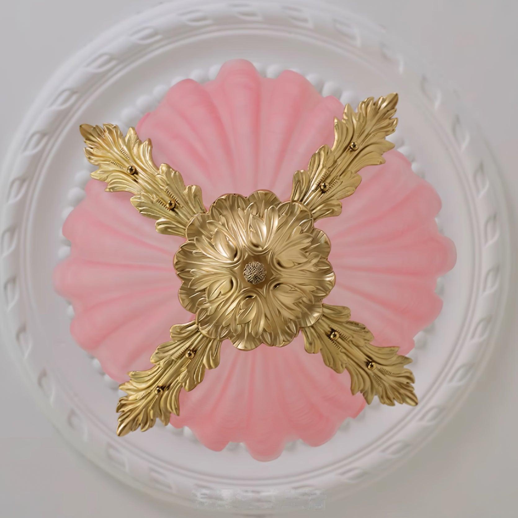 Pendant Lamp Pink Murano Shell with Brass Baroque - Letslighting