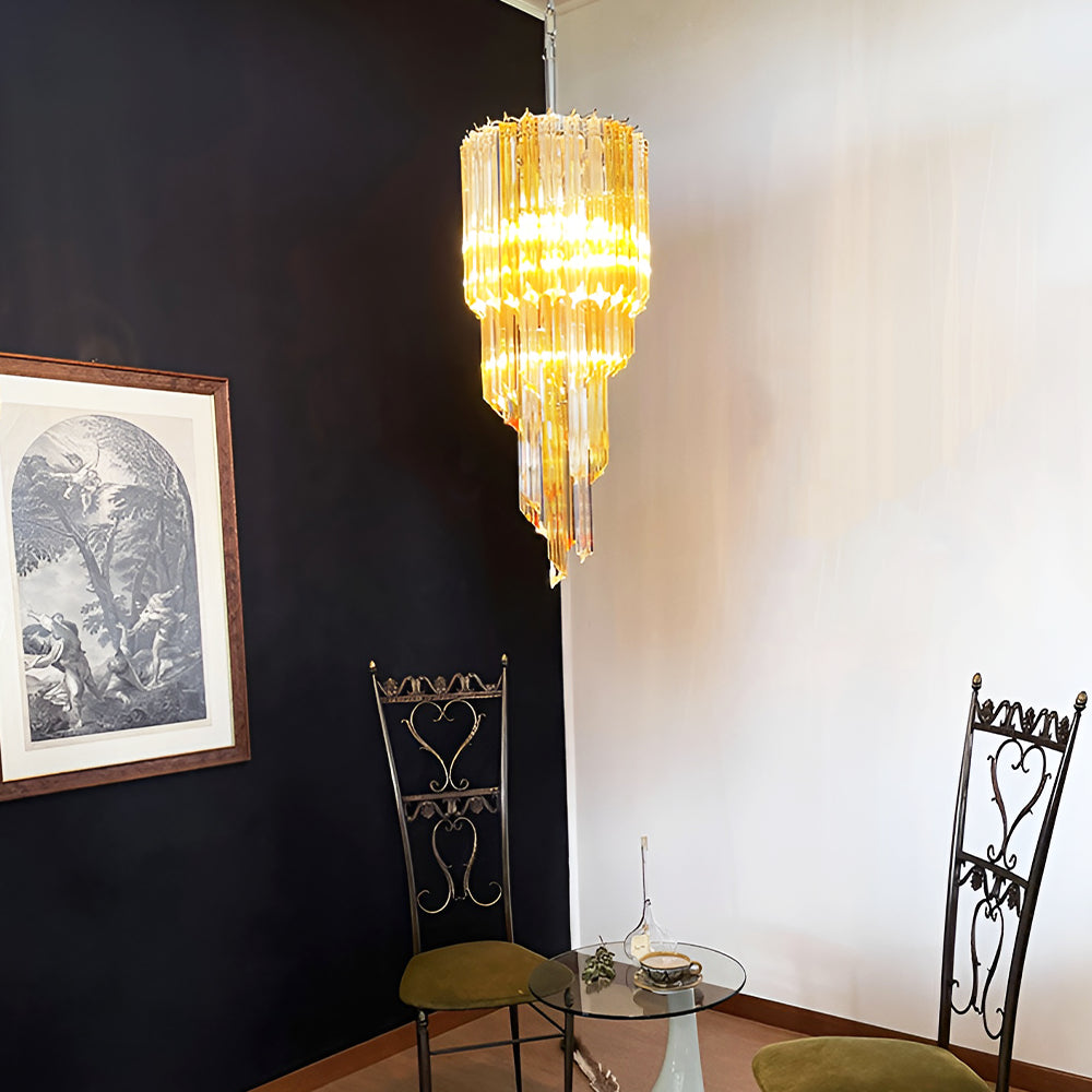 Aurora Chandelier Spiral Pink Prism Tiered - Neutralighting