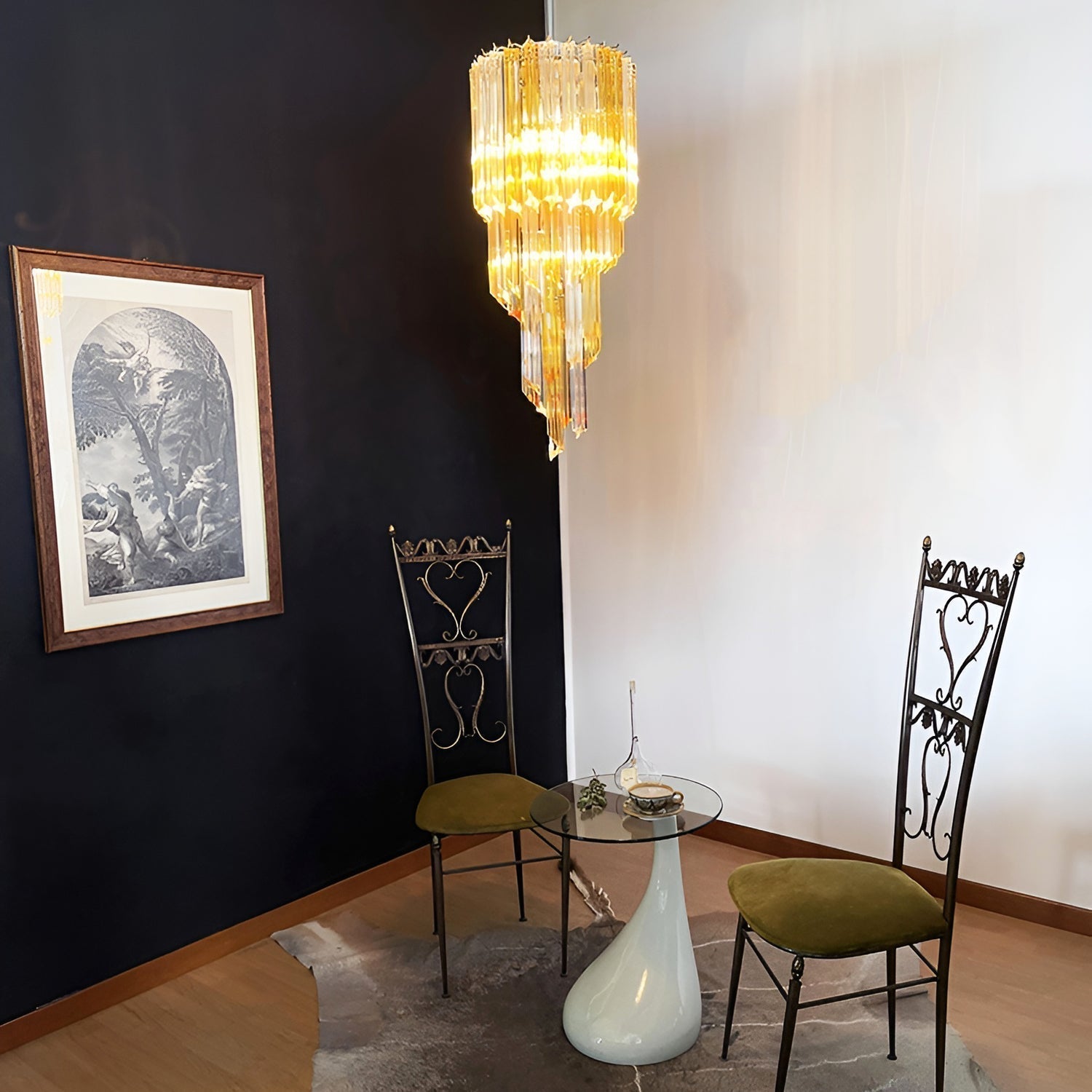 Aurora Chandelier Spiral Pink Prism Tiered - Neutralighting