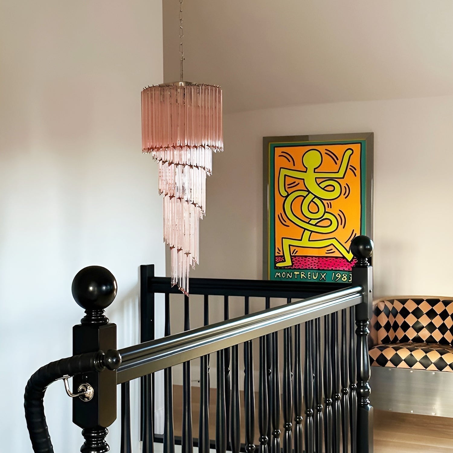 Aurora Chandelier Spiral Pink Prism Tiered - Neutralighting