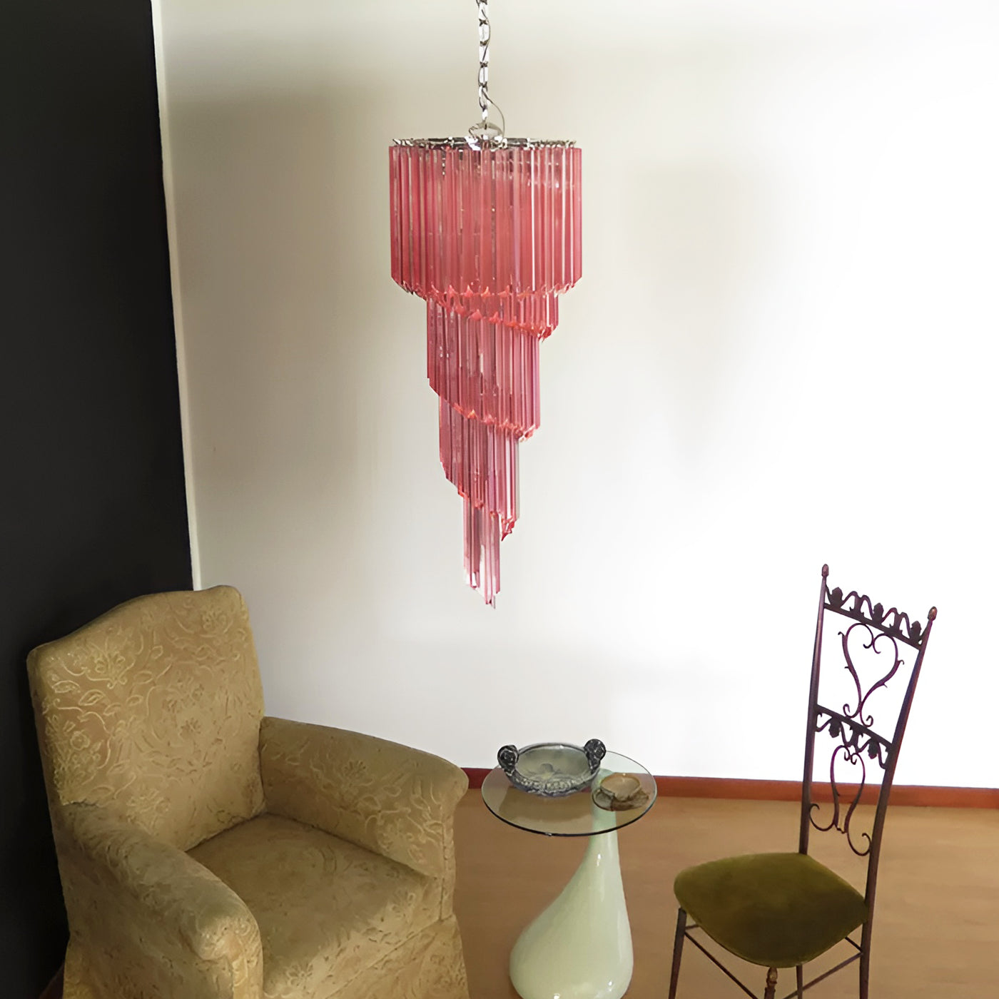 Aurora Chandelier Spiral Pink Prism Tiered - Neutralighting