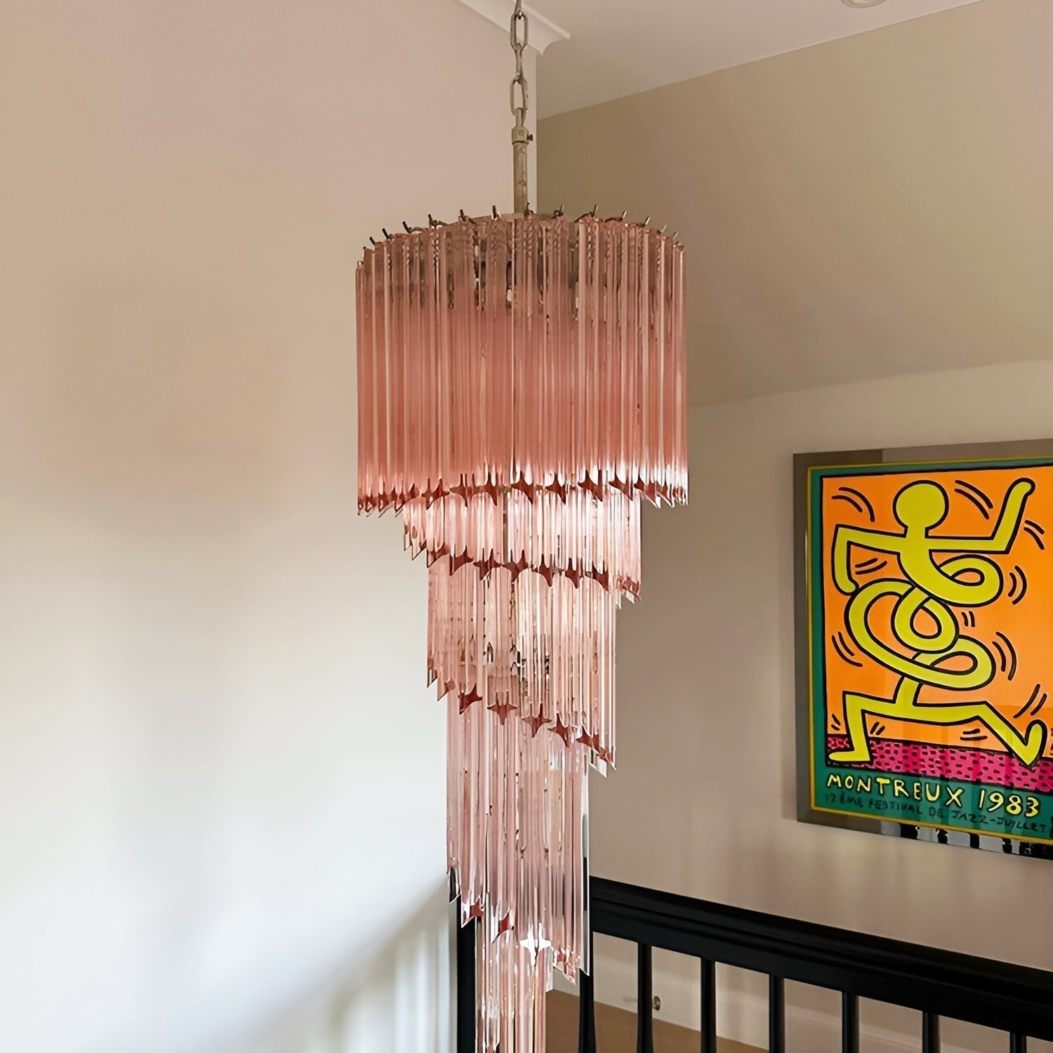 Aurora Chandelier Spiral Pink Prism Tiered - Neutralighting