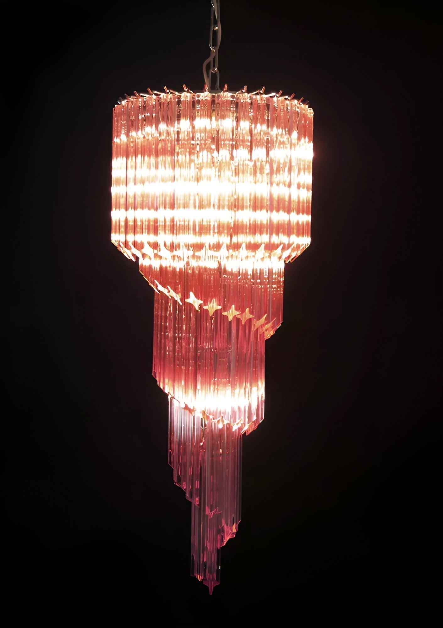Aurora Chandelier Spiral Pink Prism Tiered - Neutralighting