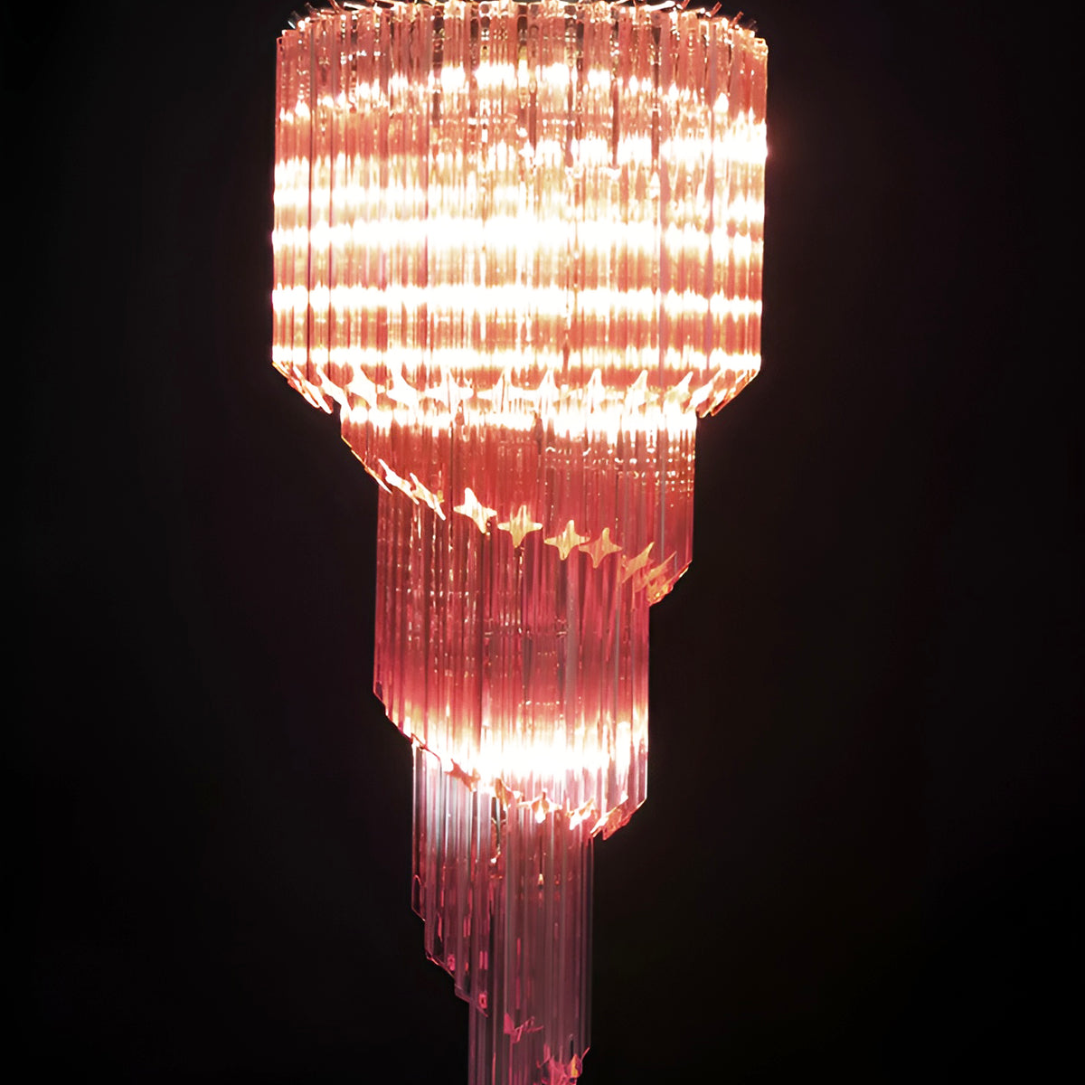 Aurora Chandelier Spiral Pink Prism Tiered - Neutralighting