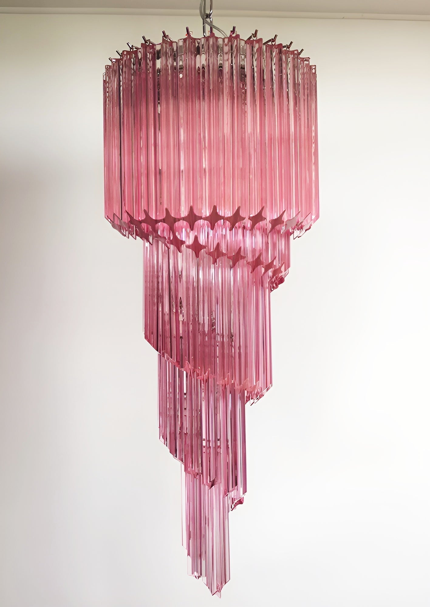 Aurora Chandelier Spiral Pink Prism Tiered - Neutralighting