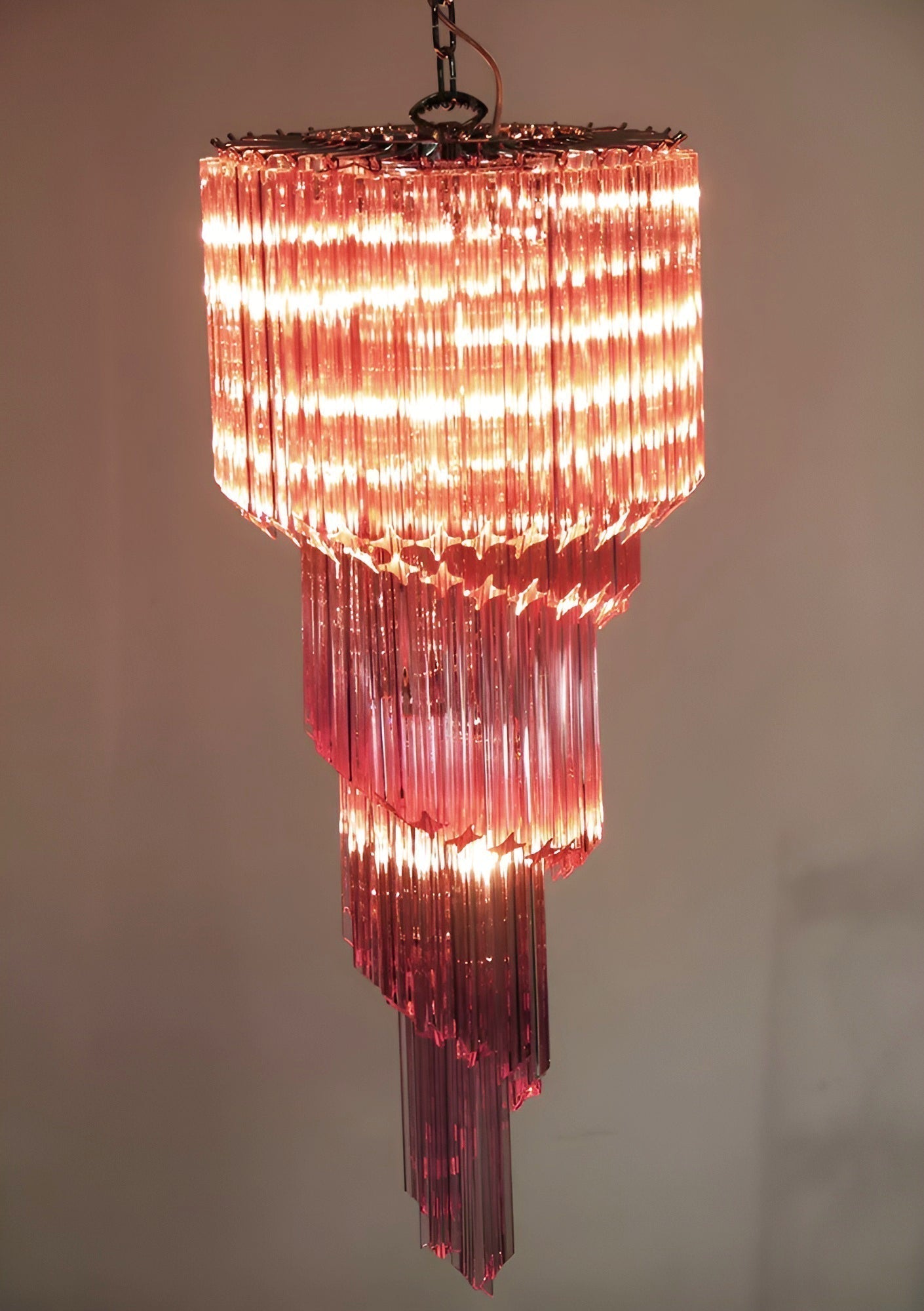 Aurora Chandelier Spiral Pink Prism Tiered - Neutralighting