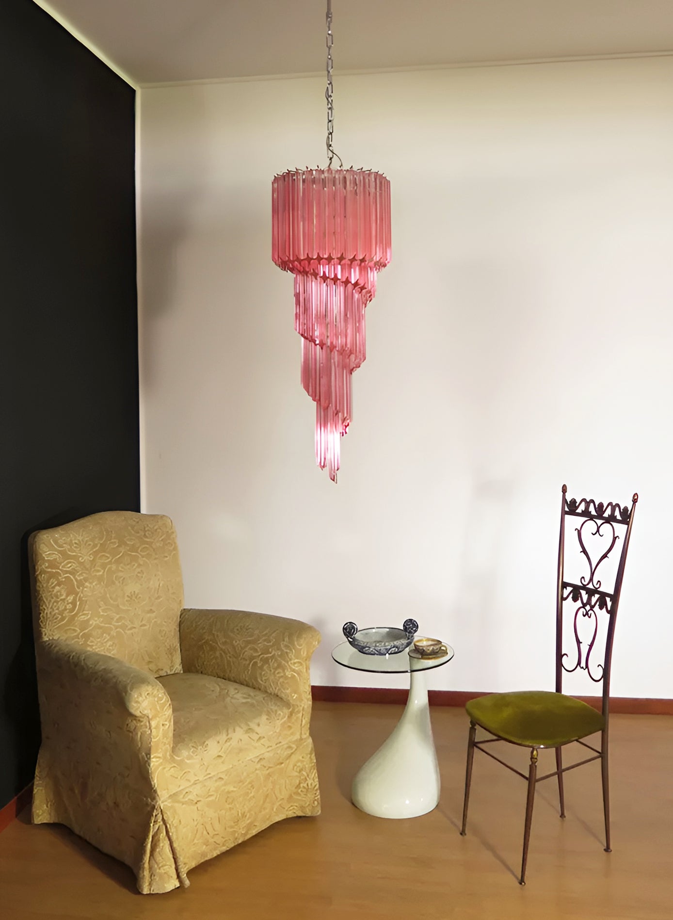Aurora Chandelier Spiral Pink Prism Tiered - Neutralighting
