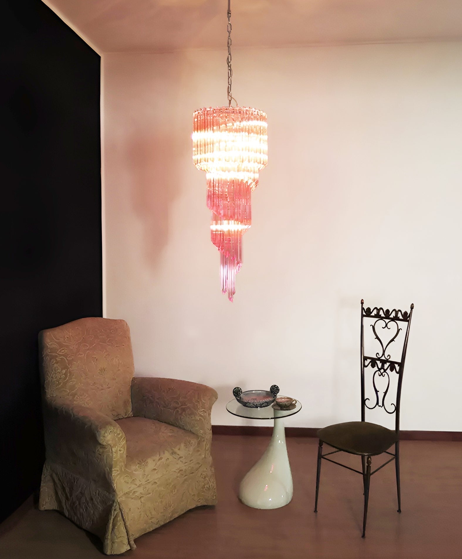 Aurora Chandelier Spiral Pink Prism Tiered - Neutralighting