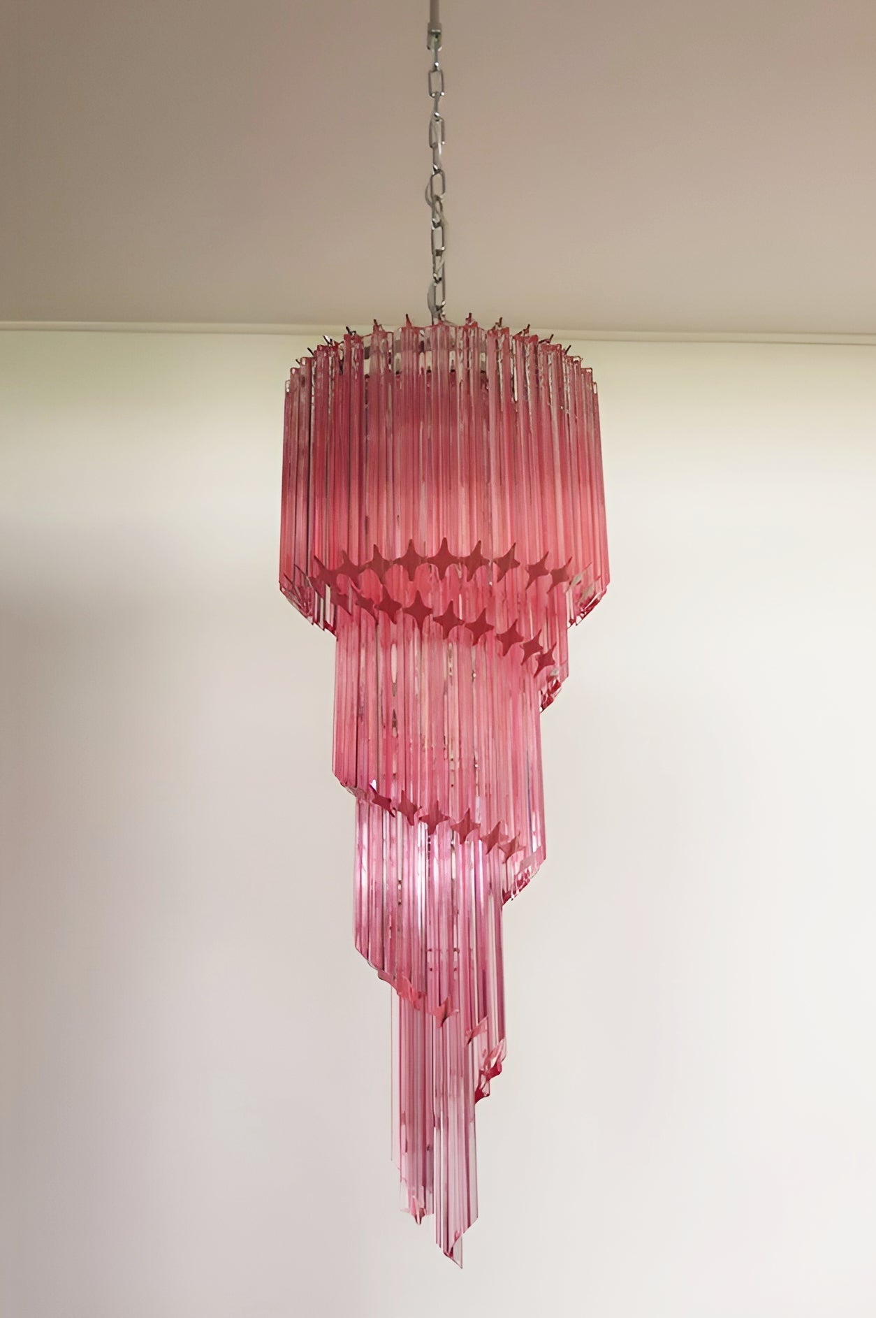 Aurora Chandelier Spiral Pink Prism Tiered - Neutralighting