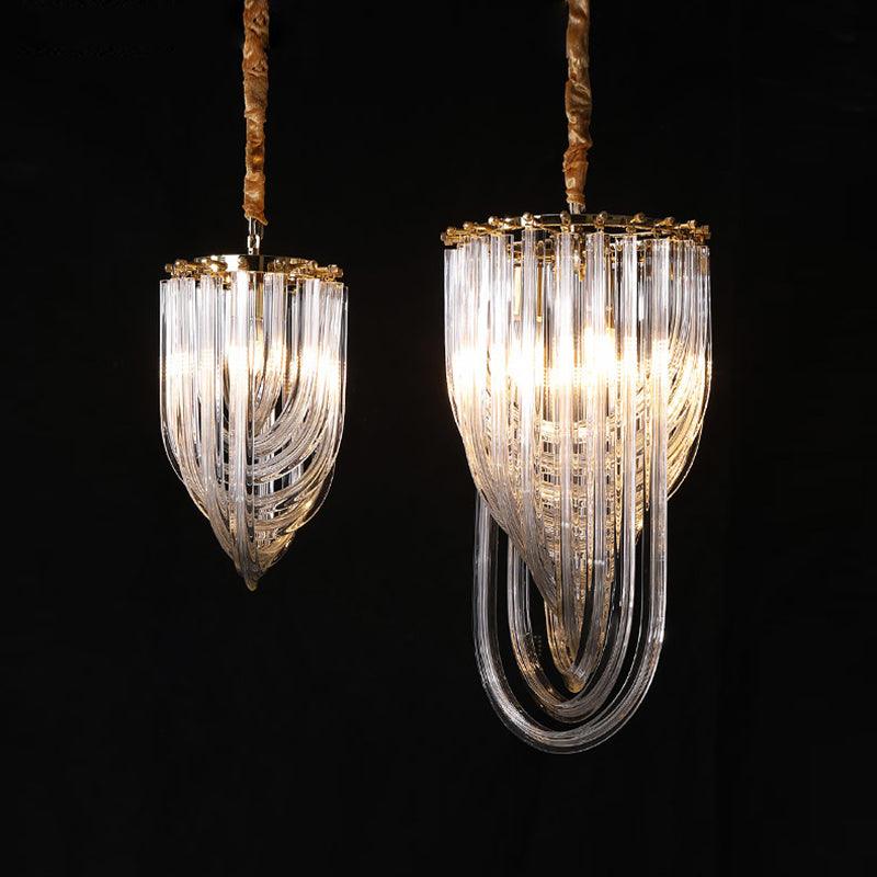 Aurora Chandelier Clear Curved Tiered - Blowlighting
