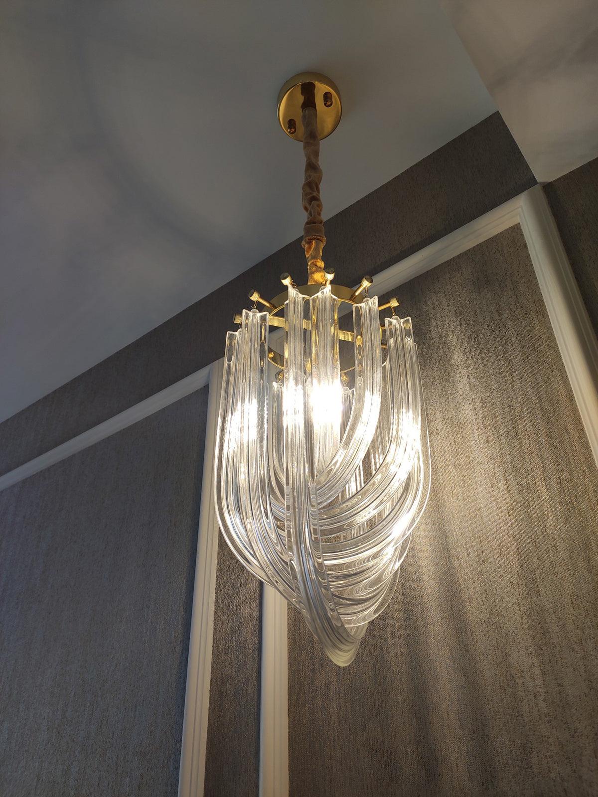 Aurora Chandelier Clear Curved Tiered - Blowlighting