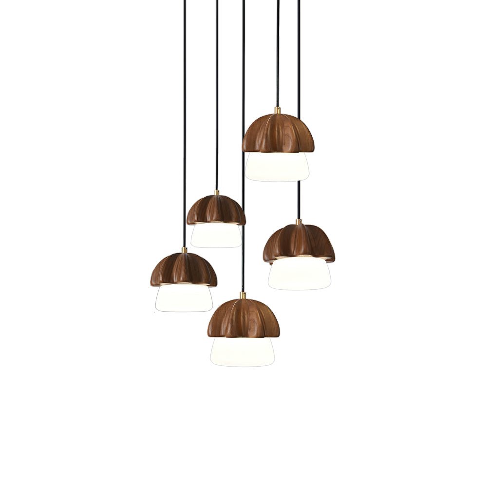 Lustra Pendelleuchte Pilz Cluster Holz Glas-Letslighting