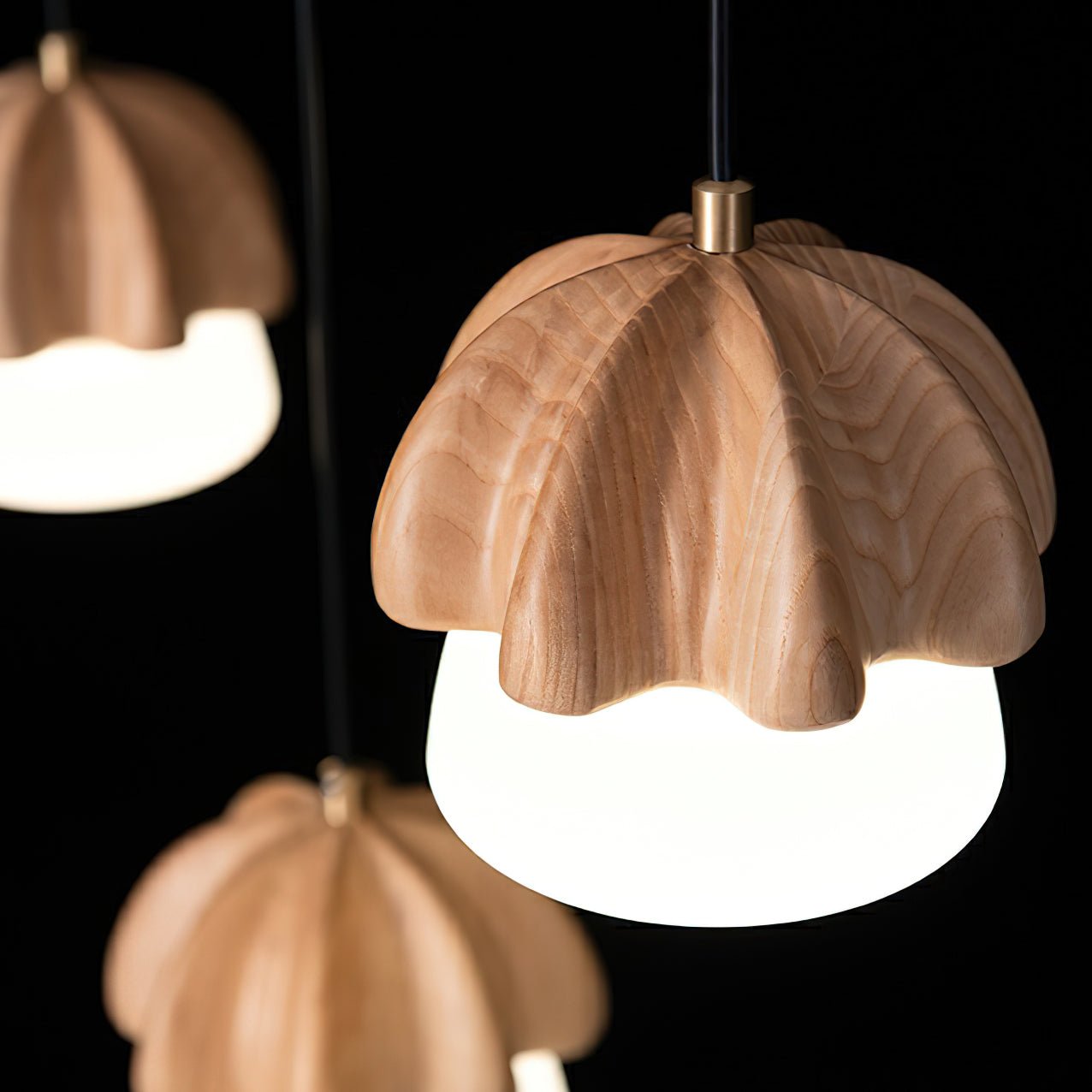 Lustra Pendelleuchte Pilz Cluster Holz Glas-Letslighting