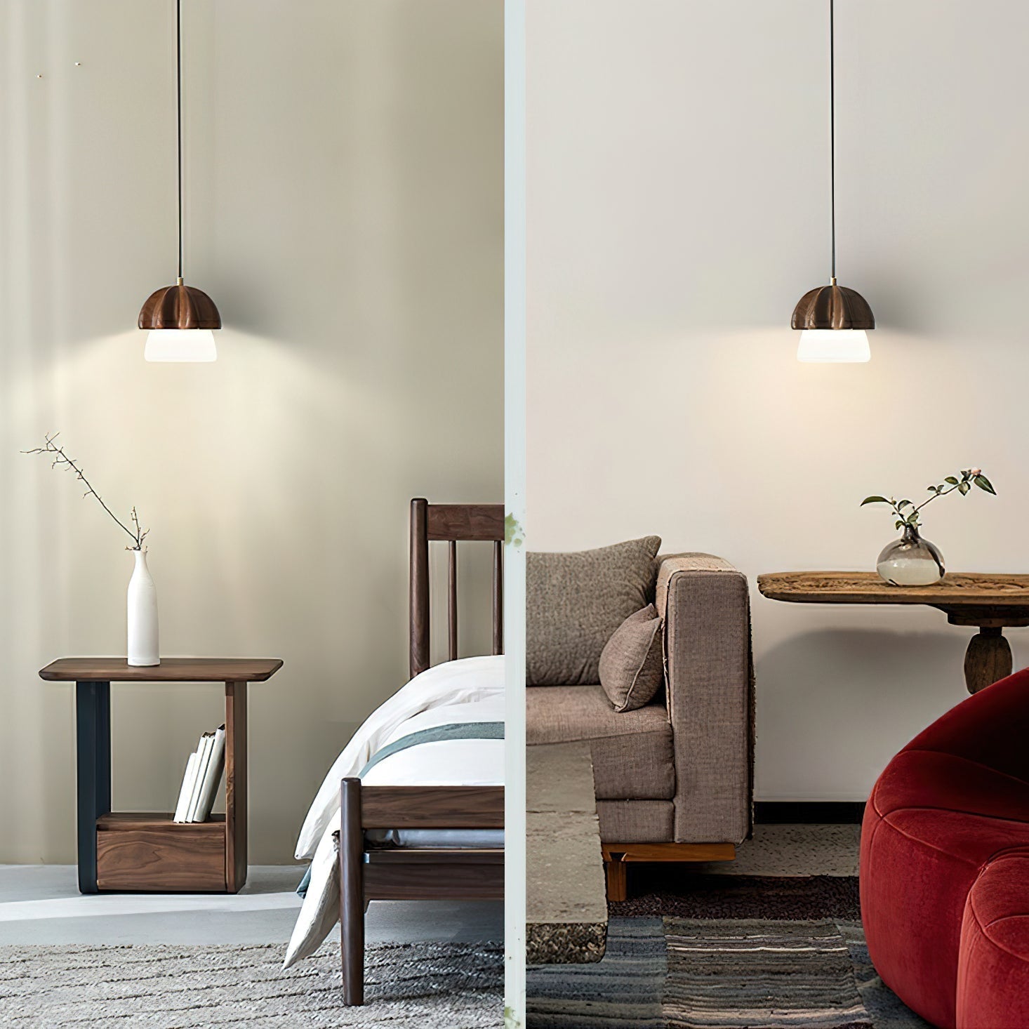 Lustra Pendelleuchte Pilz Cluster Holz Glas-Letslighting