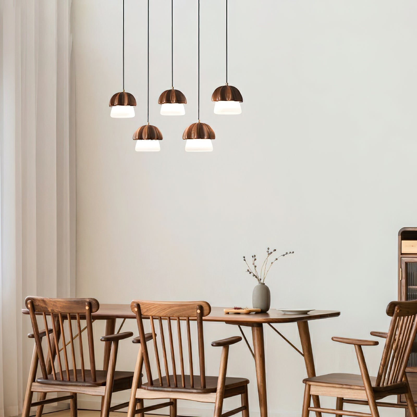 Lustra Pendelleuchte Pilz Cluster Holz Glas-Letslighting