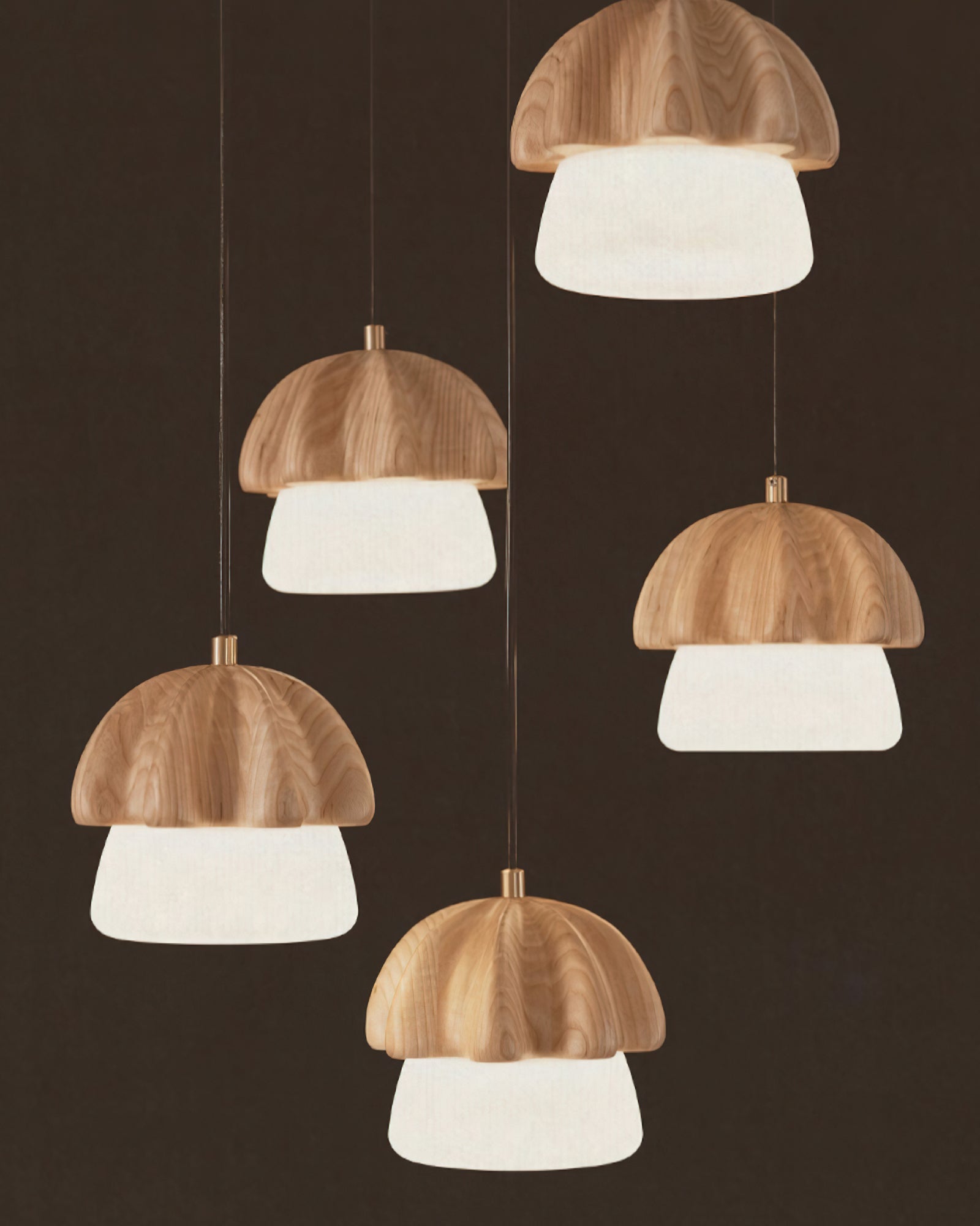 Lustra Pendelleuchte Pilz Cluster Holz Glas-Letslighting