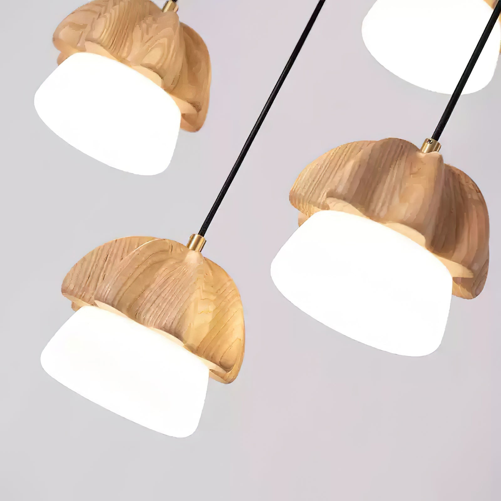 Lustra Pendelleuchte Pilz Cluster Holz Glas-Letslighting