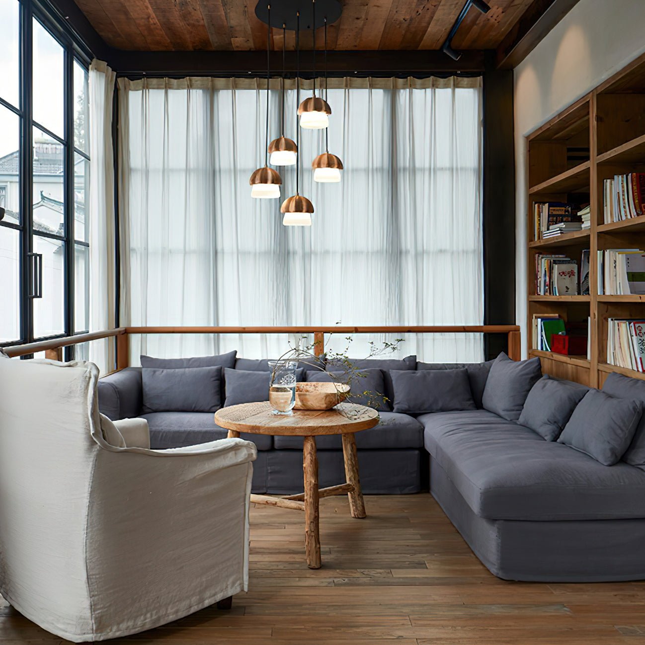 Lustra Pendelleuchte Pilz Cluster Holz Glas-Letslighting