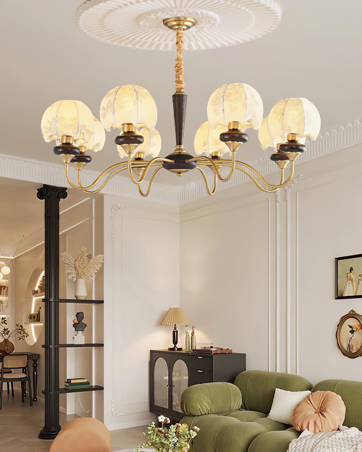 Orchid Vintage Stoff-Kronleuchter-Letslighting