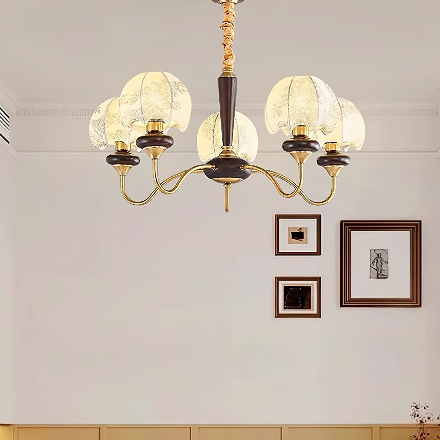 Orchid Vintage Stoff-Kronleuchter-Letslighting